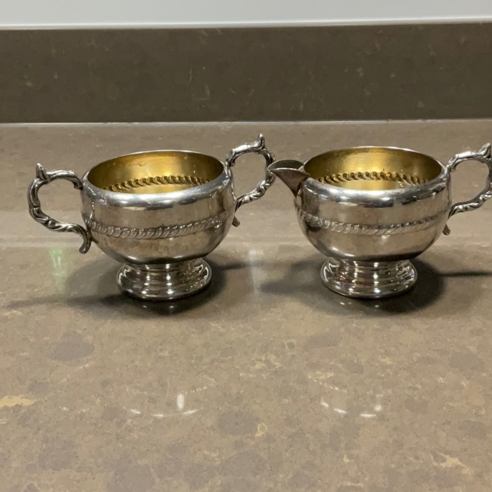 Silver Plated Sugar Bowl and Creamer